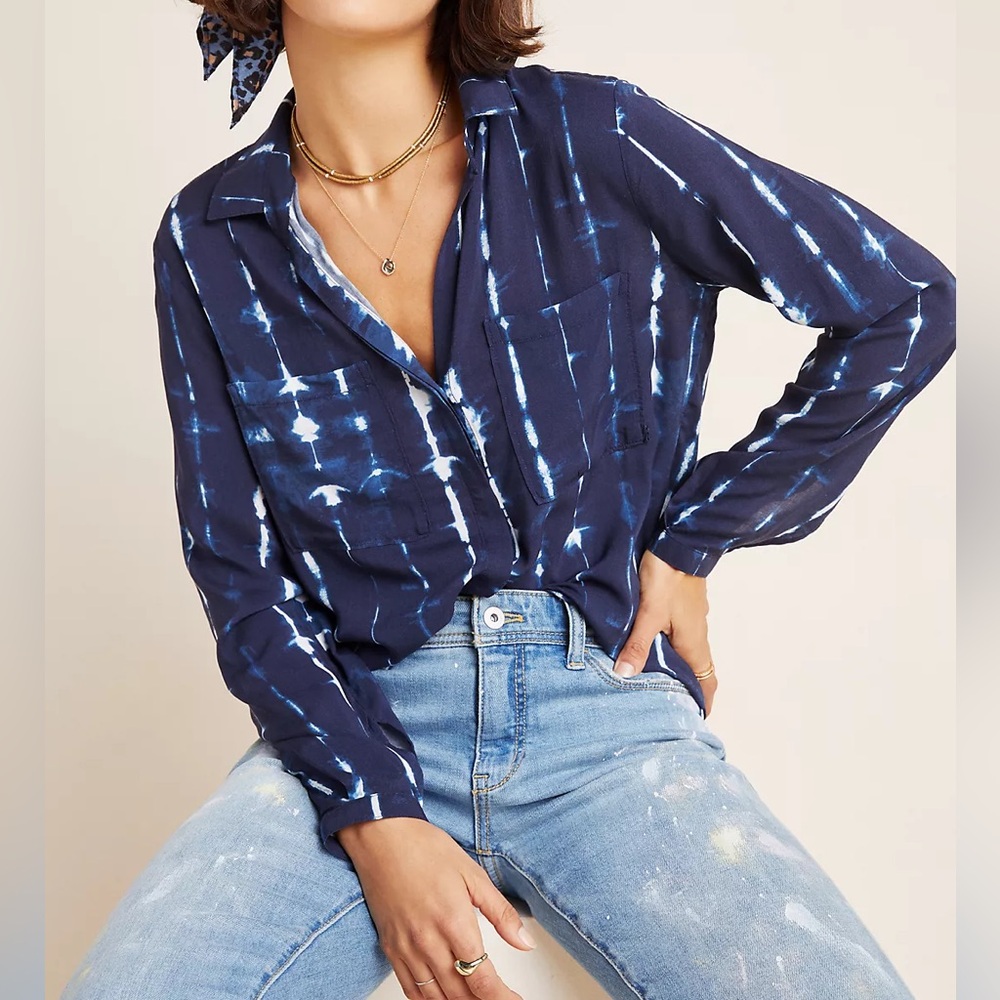 Cloth & Stone Anthropologie Robyn Tie-Dye Buttondown